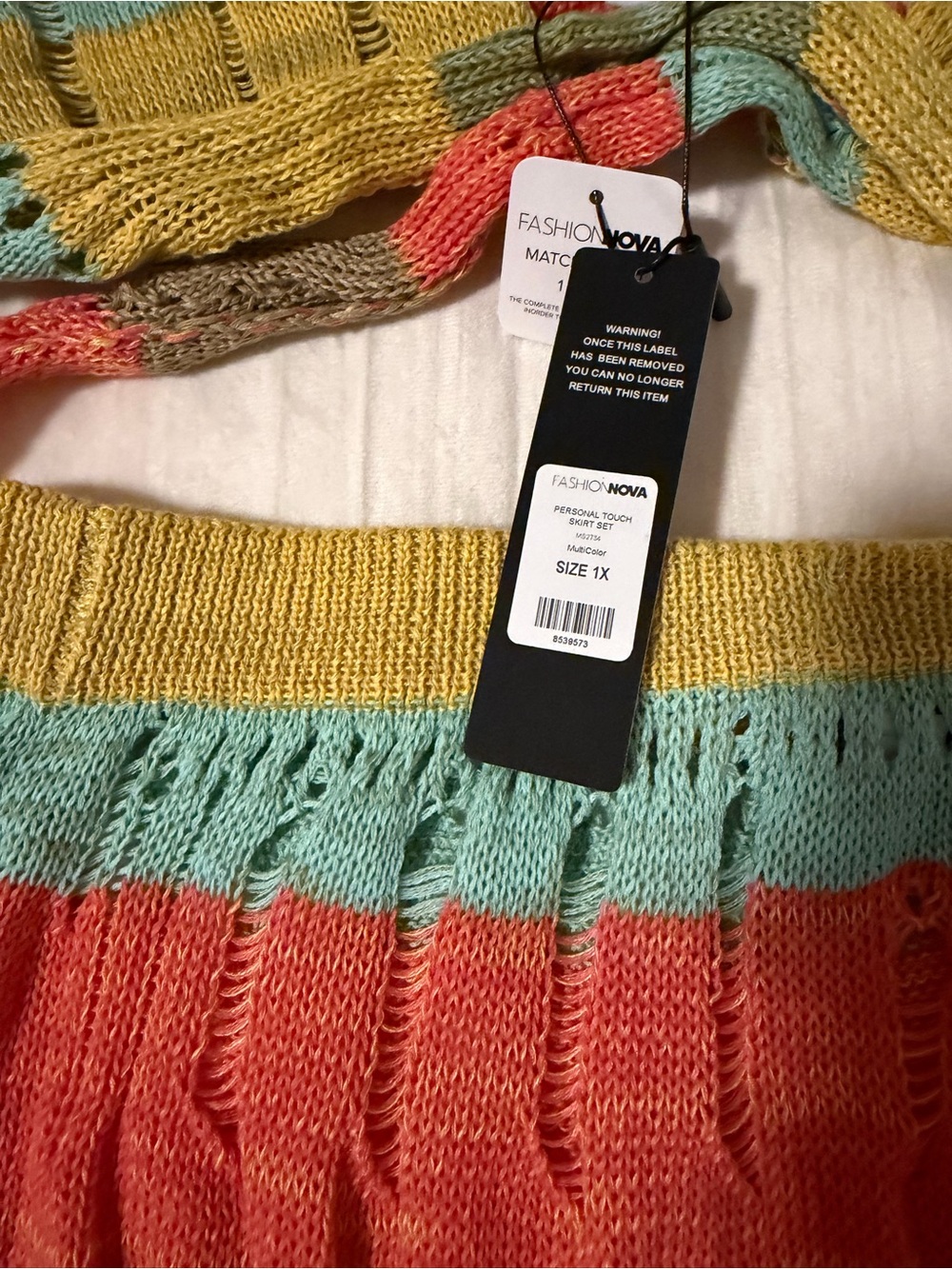 Fashion Nova Striped Maxi Skirt in Coral, Yellow & Aqua - Picture 2 of 2